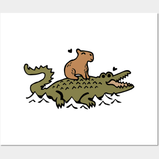 Capybara and Crocodile Love Posters and Art